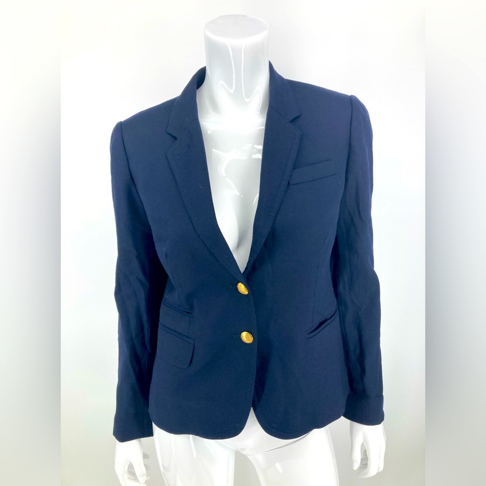 J Crew Wool Blue Button Down Blazer Lined Gently Used Size 8